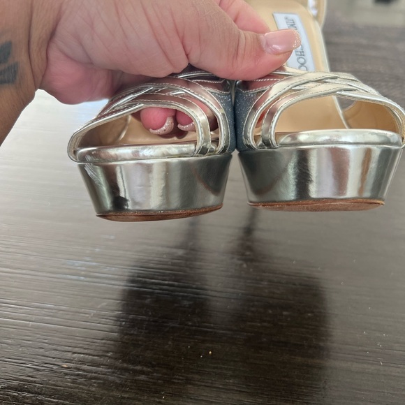 Jimmy Choo silver heels. Wore for my wedding for only a few hours. - Picture 1 of 6